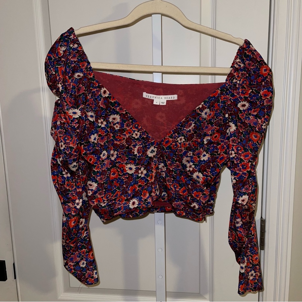 Veronica Beard Silk Blend Floral Ruched Blouse – Size 6